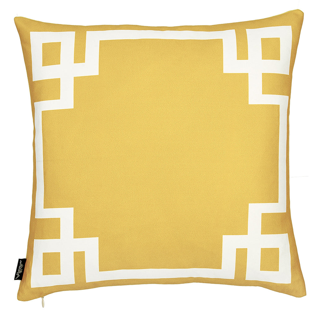 18" Yellow and White Throw Pillow Cover