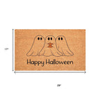 17" X 29" Natural And Brown Halloween Halloween Happy Halloween Outdoor Coir Door Mat