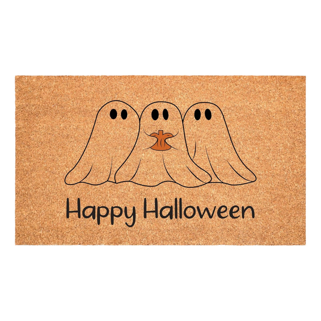 17" X 29" Natural And Brown Halloween Halloween Happy Halloween Outdoor Coir Door Mat