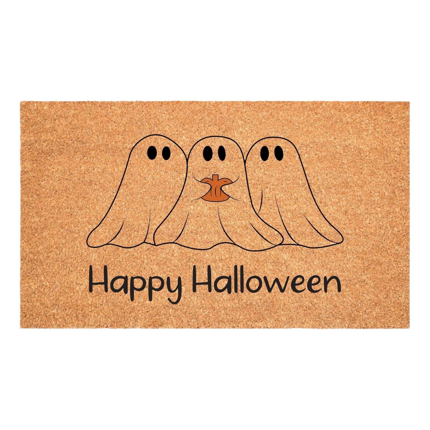17" X 29" Natural And Brown Halloween Halloween Happy Halloween Outdoor Coir Door Mat